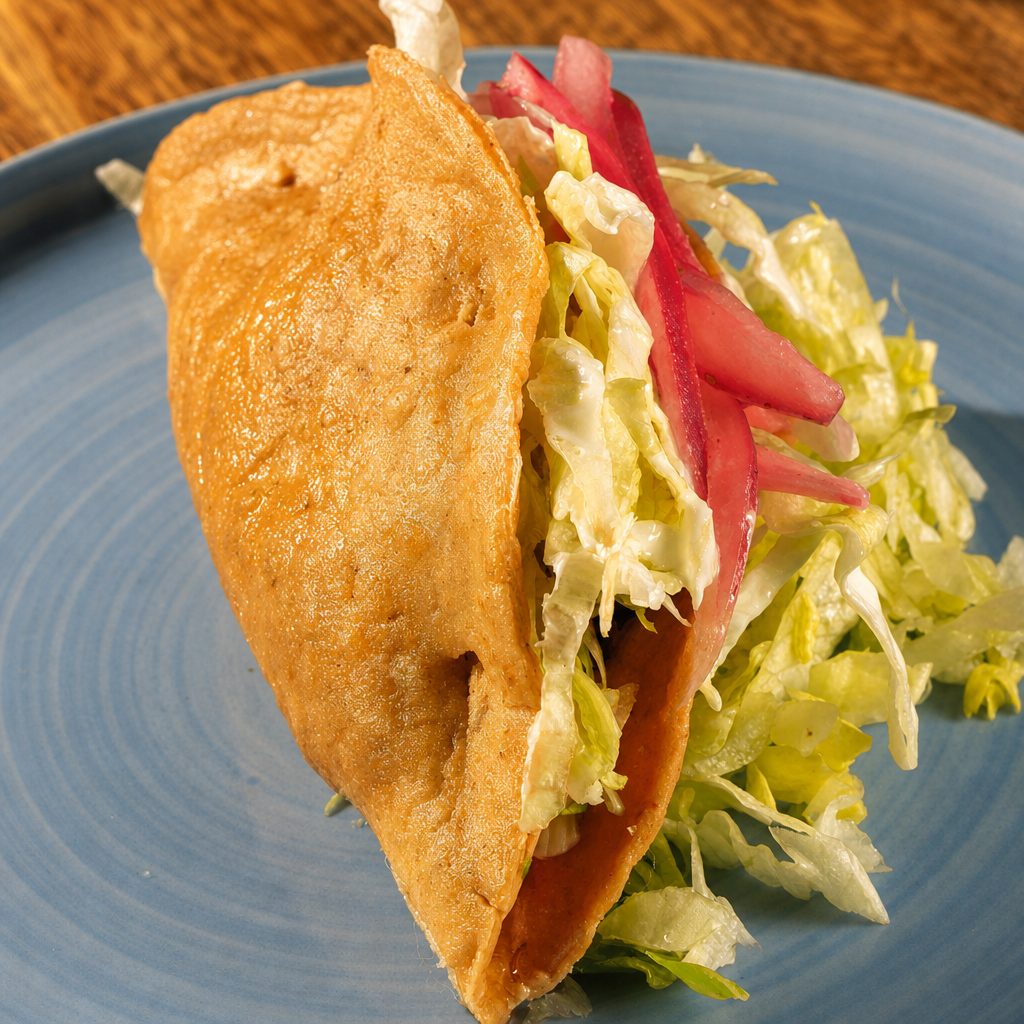 Hard Shell (Crispy) Shredded Chicken Taco.