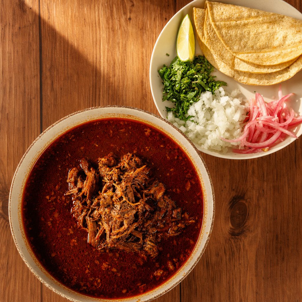 Birria Consomé with meat.