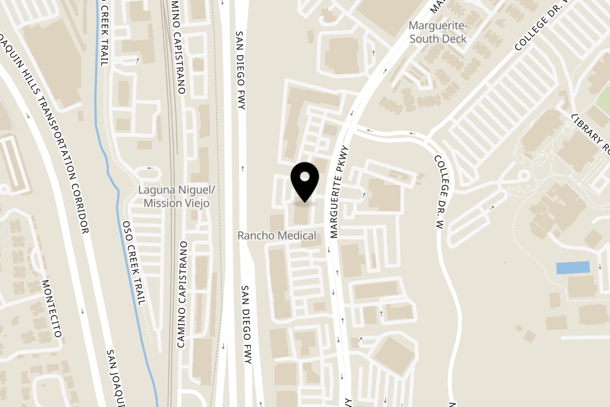 Map showing the location of Taqueros Mexican Restaurant on 28251 Marguerite Parkway in Mission Viejo